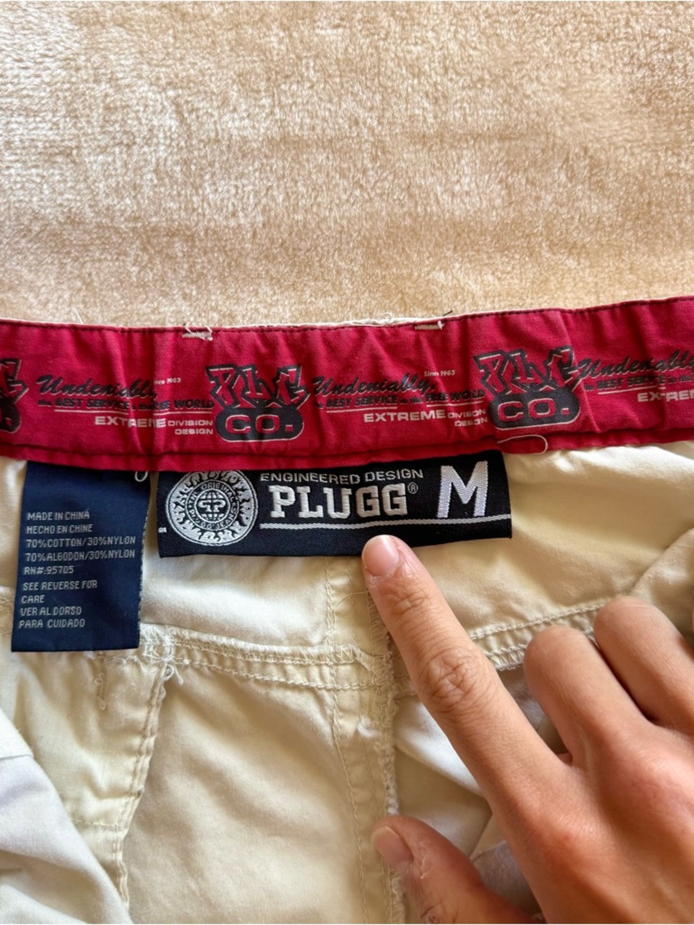 Vintage Y2K Cream Baggy Cargo Track Pants - Picture 5 of 9
